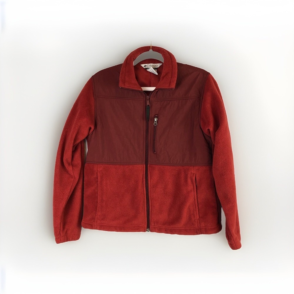 Columbia Burgundy‎ Wine Long Sleeve Zip Up Fleece Jacket Womens Medium Pockets